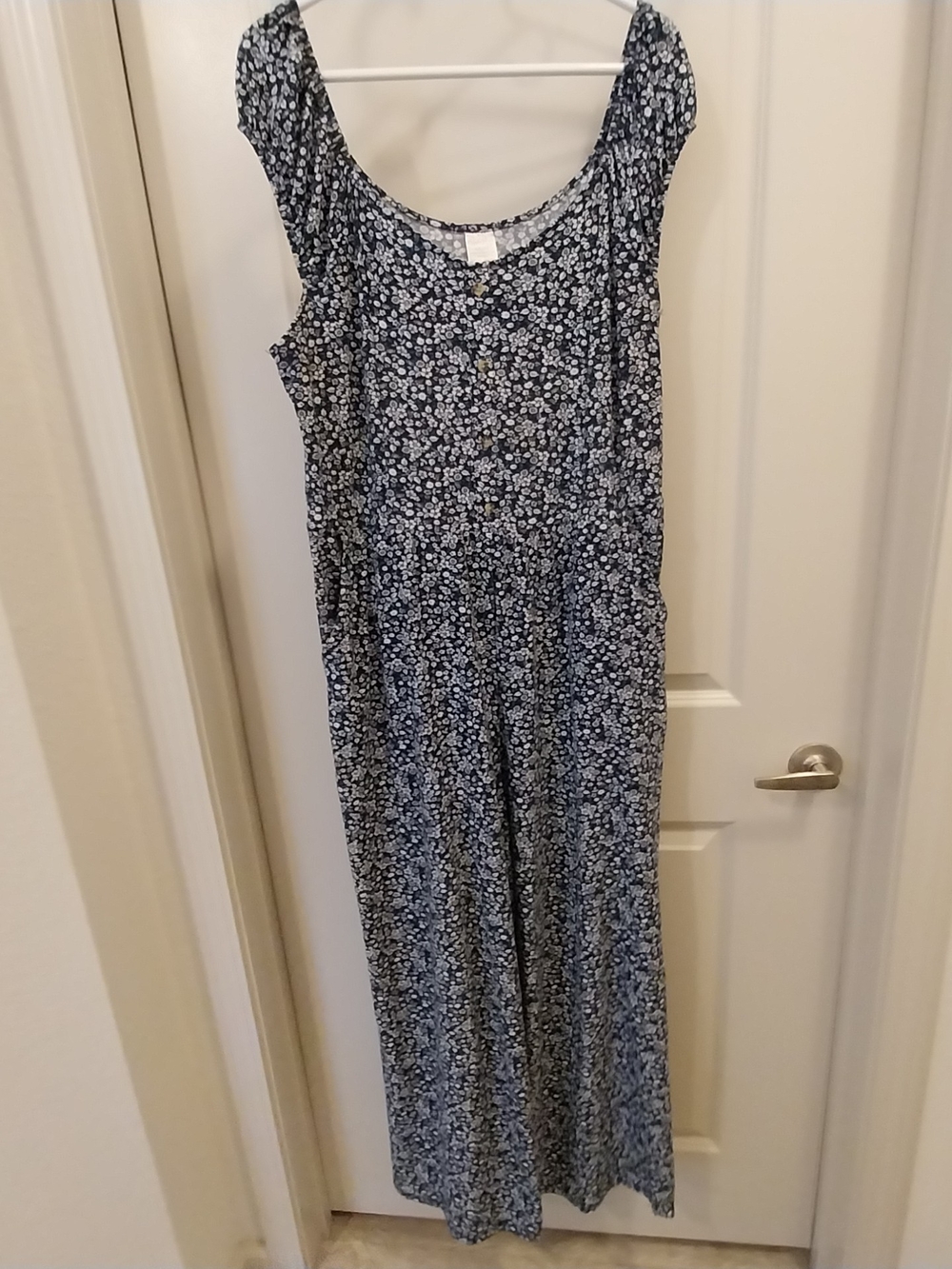 No Boundaries Navy and White Floral Jumpsuit